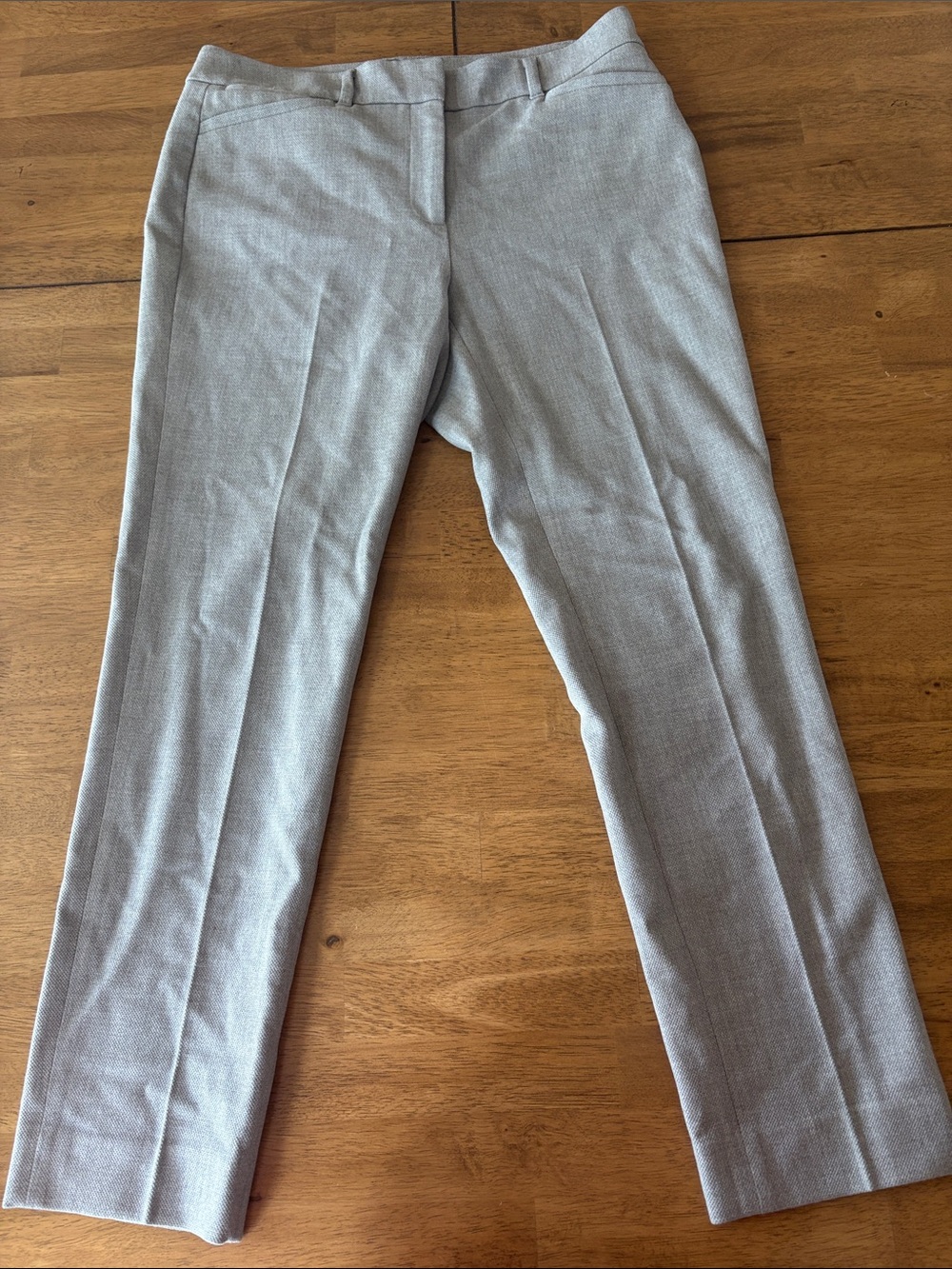 White House Black Market Straight-Leg Dress Pants in Light Gray